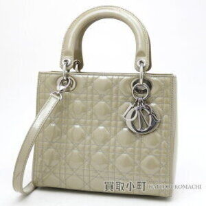 Christian Dior Lady Classic Handbag Cannage Stitching Patent Leather Enamel